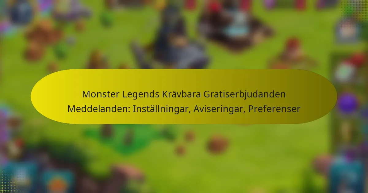 Monster Legends Krävbara Gratiserbjudanden Meddelanden: Inställningar, Aviseringar, Preferenser