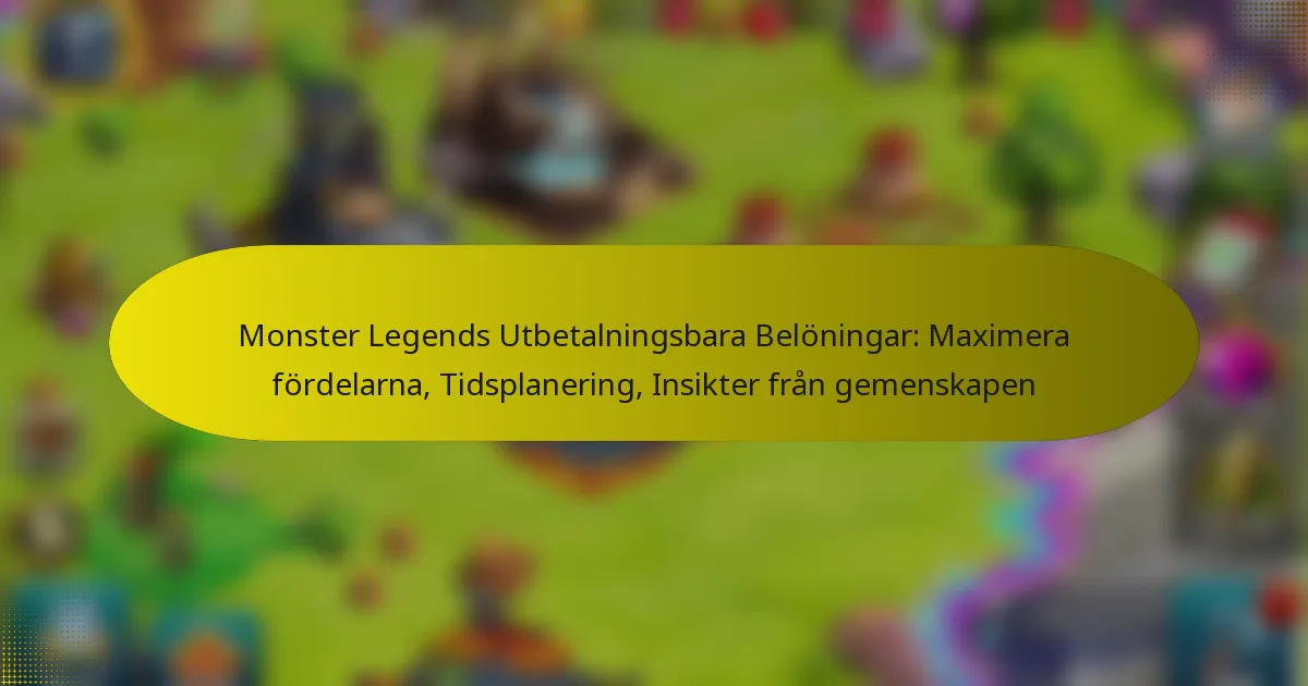 Monster Legends Utbetalningsbara Belöningar: Maximera fördelarna, Tidsplanering, Insikter från gemenskapen