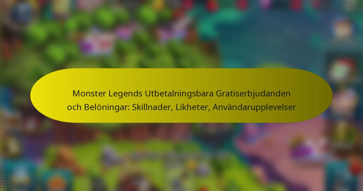 Monster Legends Utbetalningsbara Gratiserbjudanden och Belöningar: Skillnader, Likheter, Användarupplevelser